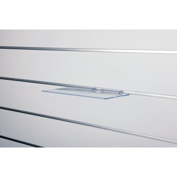 Tablette droite L30xP15cm – épaisseur 3,8mm – pour panneau rainuré, transparent polystyrène injecté - Image 1