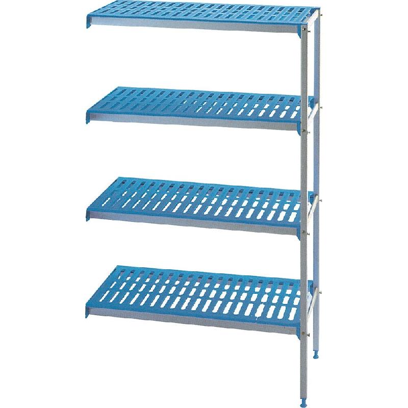 Diamond – Rayonnage angulaire en aluminium anodisé 4 niveaux « Modular Rack » – réf. RAA/114-4/EF – argenté inox AKS-RAA/114-4/EF - Image 1