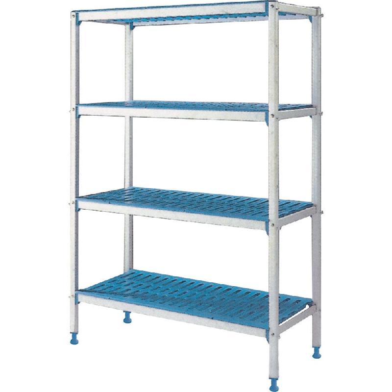 Diamond – Rayonnage linéaire en aluminium anodisé 4 niveaux « Modular rack » – réf. RLA/114-4/EF – argenté inox AKS-RLA/114-4/EF - Image 1