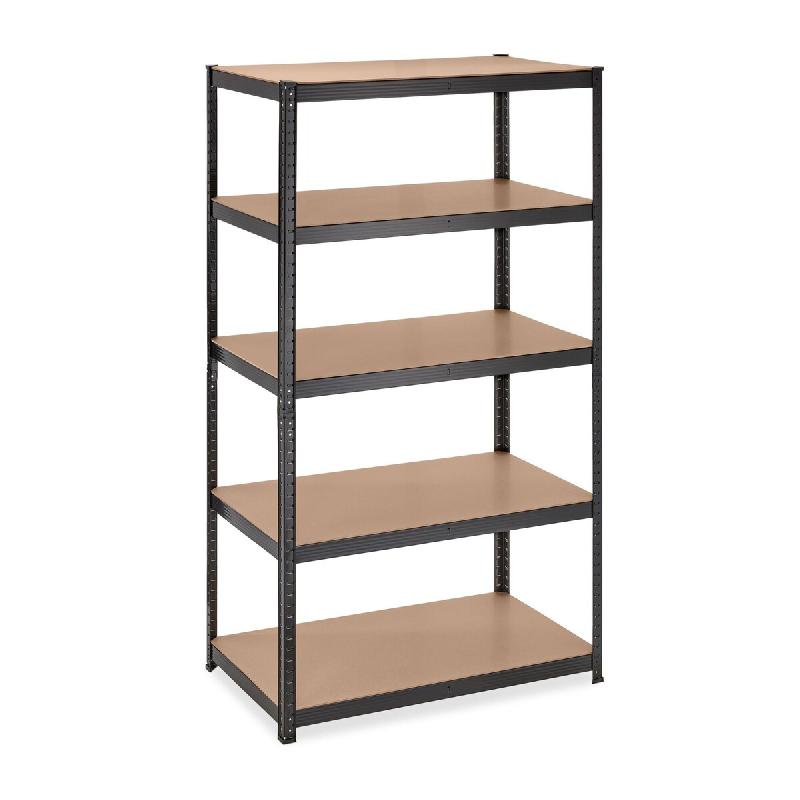 Helloshop26 – Étagère à charge lourde modulable 180 x 100 x 60 cm pour garage atelier rangement pratique en MDF noir 13_0012419 – noir métal 30002 - Image 1