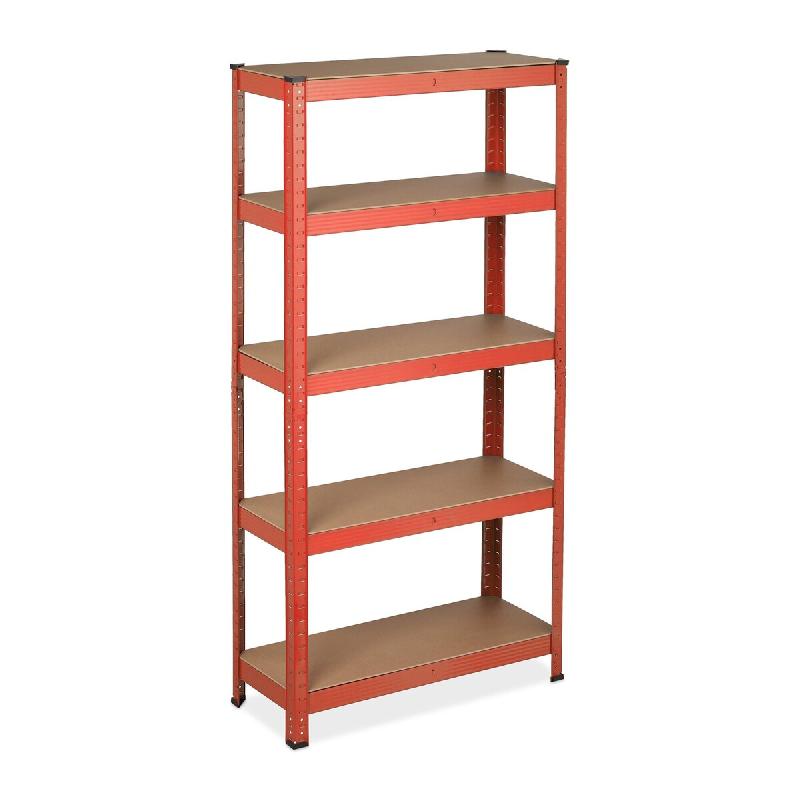 Helloshop26 – Étagère à charge lourde modulable garage cave 151 x 75 x 30 cm montage rapide en MDF rouge 13_0011104 – rouge Bois manufacturé 30002 - Image 1