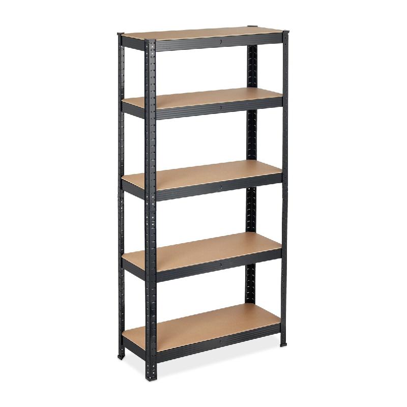 Helloshop26 – Étagère à charge lourde modulable garage stockage 150 x 75 x 30 cm en acier noir 13_0010038 – noir Bois manufacturé 3000245012735 - Image 1