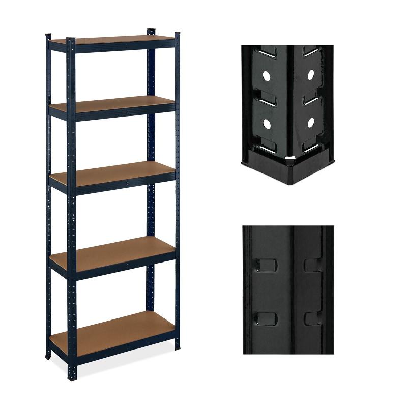 Helloshop26 – Étagère à charges lourdes garage 180 x 70 x 30 cm 5 niveaux ajustables stabilité optimale en acier noir 13_0014775 – noir Bois manuf - Image 1