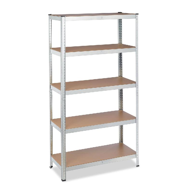 Helloshop26 – Étagère de rangement à charge lourde cave garage 180 x 90 x 40 cm fixation murale en MDF argenté 13_0010102 – argenté Bois manufact - Image 1
