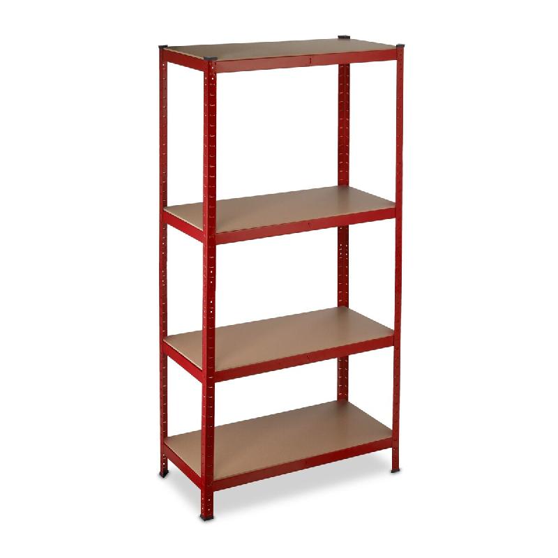 Helloshop26 – Étagère de rangement charge lourde 150 x 70 x 30 cm avec 4 niveaux réglables en acier rouge 13_0009725 – rouge Bois manufacturé 3000 - Image 1
