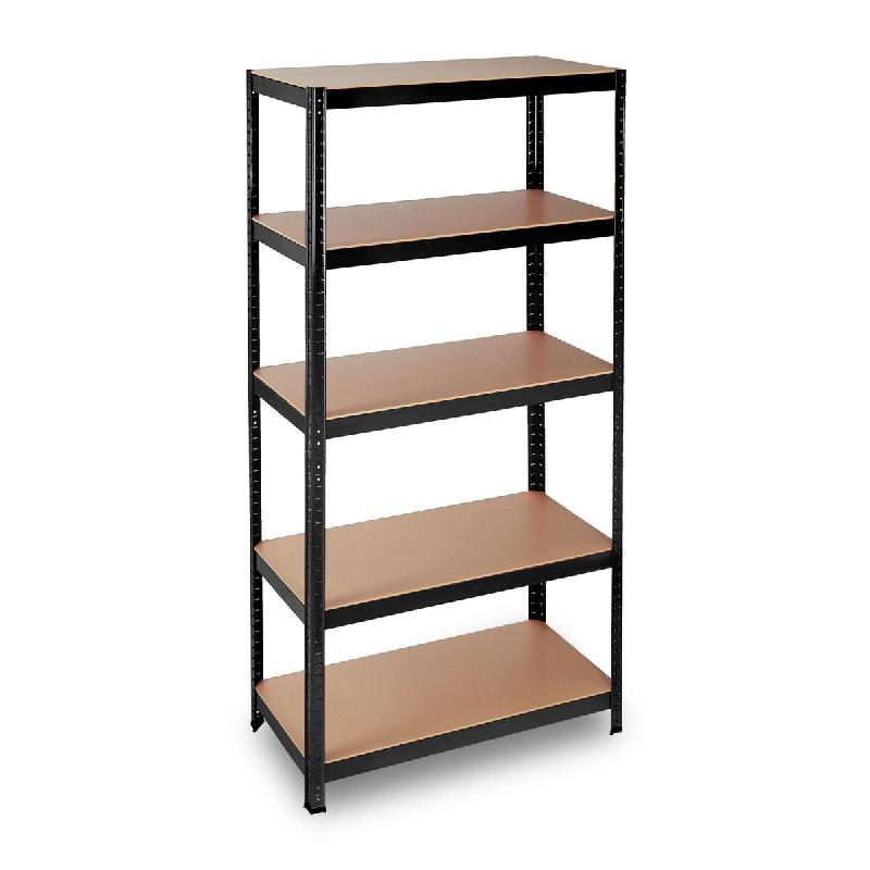 Helloshop26 – Étagère de rangement charge lourde ajustable 180 x 90 x 45 cm usage garage jardin en MDF noir 13_0006456 – noir métal 3000243120050 - Image 1