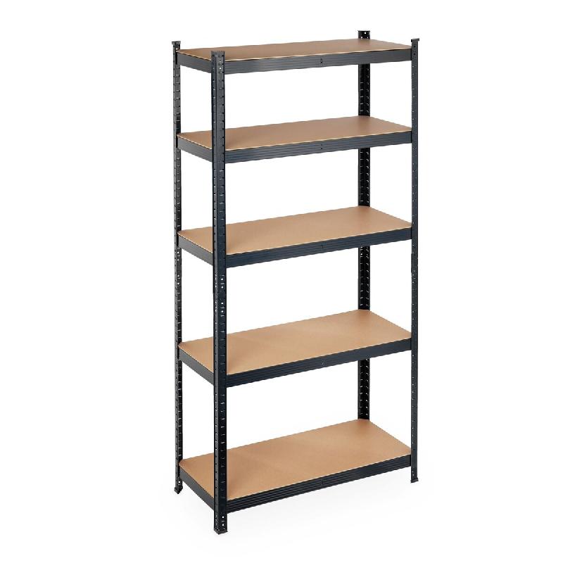 Helloshop26 – Etagère modulable charge lourde garage atelier 180 x 90 x 40 cm pratique et stable en MDF noir 13_0010050 – noir Bois manufacturé 3000 - Image 1