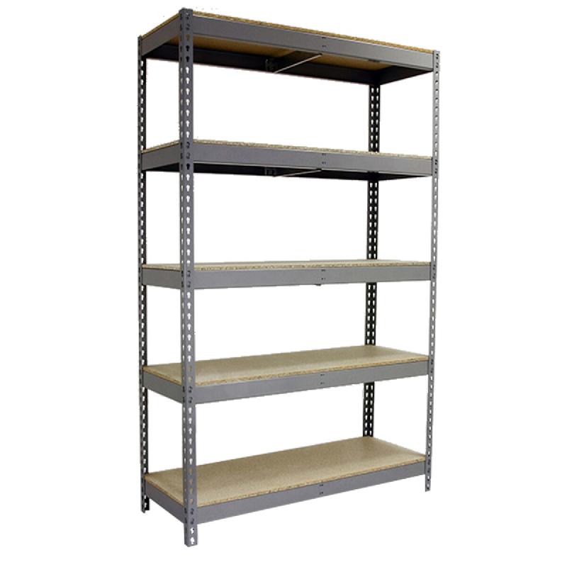 SimonRack Rayonnage industriel, 3000x1200x600 mm, 400 kg au point de flexion, 5 étagères bois, Gris/Bois- Ecoforte – gris métal 8435104978214 - Image 1