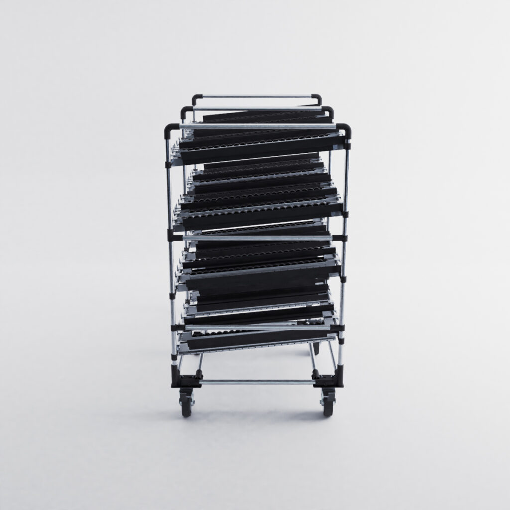 Flow rack tubulaire simple gravitaire 4 étages – 1830×950 mm – Gris - Image 2