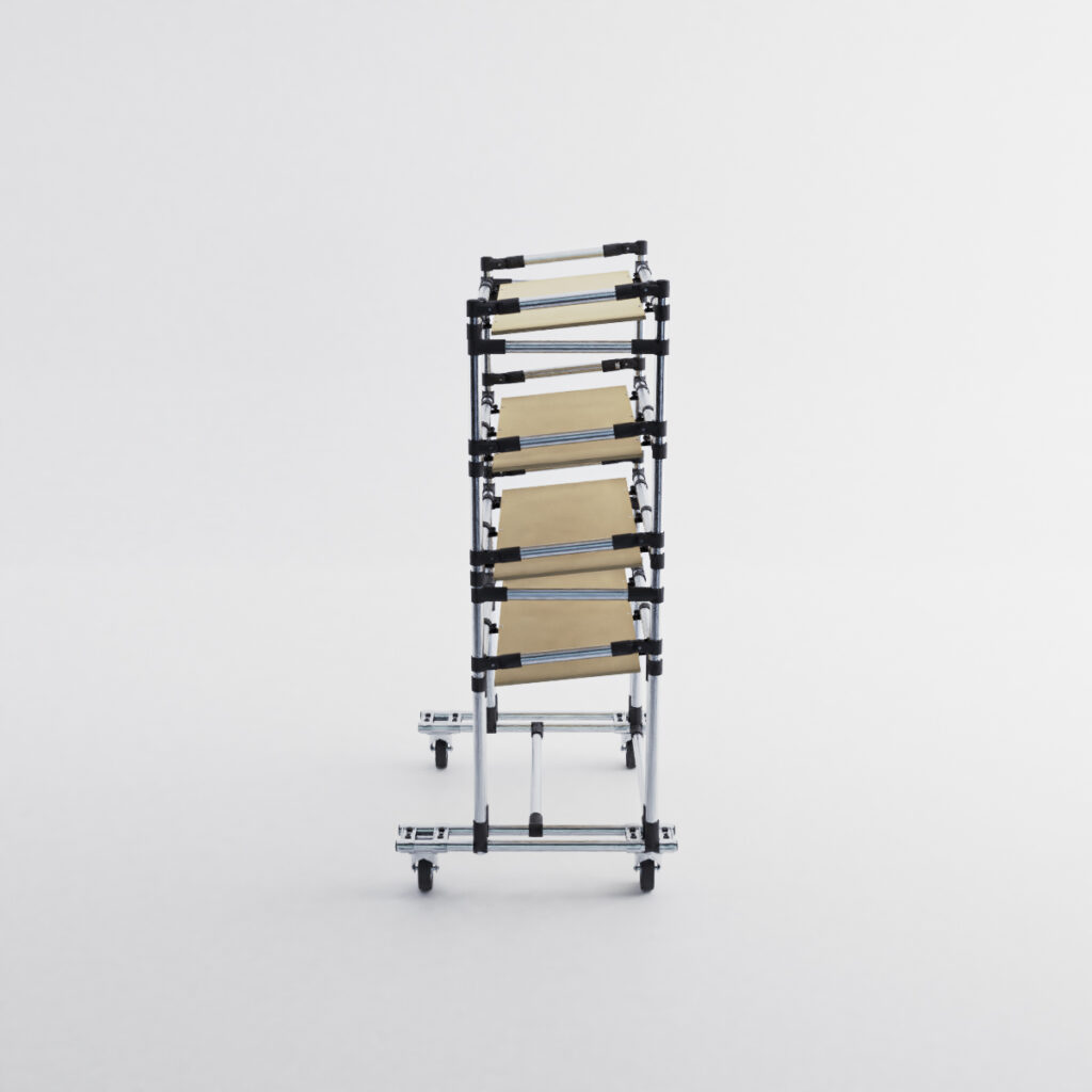 Étagère tubulaire mobile 5 étages – 830×430 mm – Charge 200 kg – MDF 16 mm – Flowracks - Image 2
