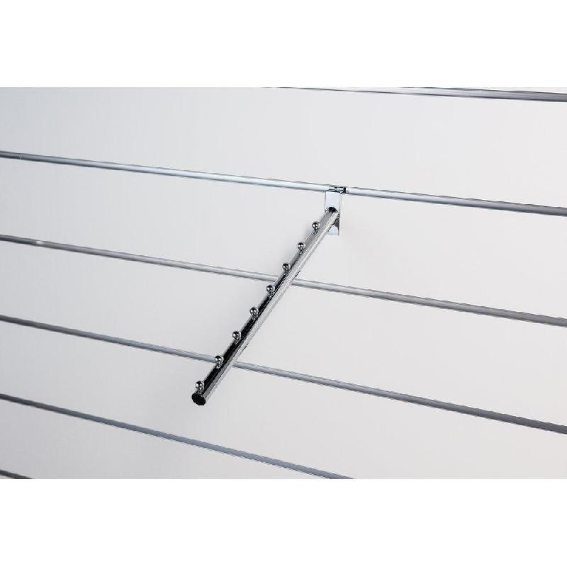 Bras rond incliné 30cm – tube dia.20mm – 7 boules – chromé pour panneaux rainurés - Image 1